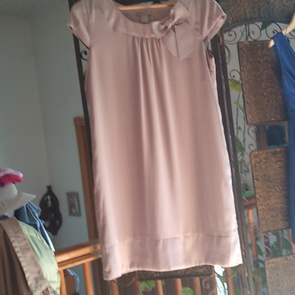 Beige rayon dress with bow